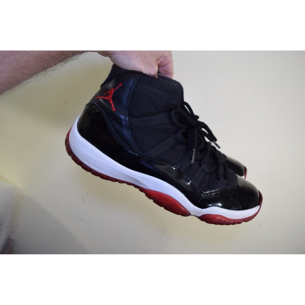 Nike 2012 Air Jordan 11 Retro Bred Patent 378037-010 MENS 12 NEED SOLES REGLUED - Picture 1 of 16